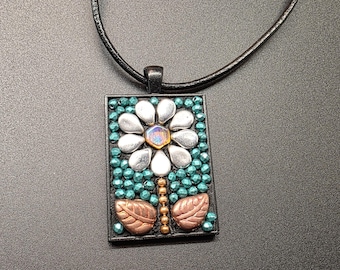 Mosaic Pendant Necklace/Colorful Handmade Jewelry