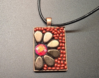 Mosaic Pendant Necklace/Colorful Handmade Jewelry