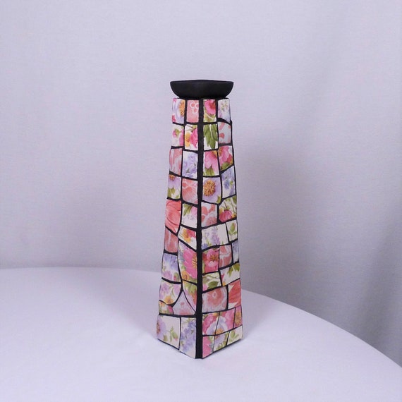 Tall Mosaic Vase Mosaic Vase Flower Vase Bud Vase Mosaic Etsy