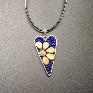 Mosaic Heart Pendant Necklace/Colorful Handmade Jewelry