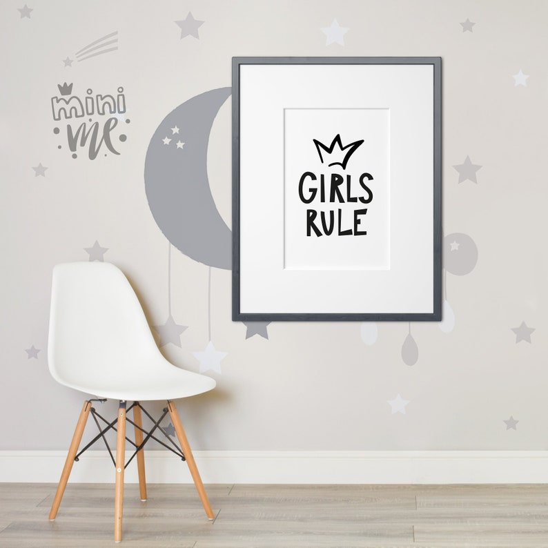 girls rule girls bedroom printable art girls room quote etsy
