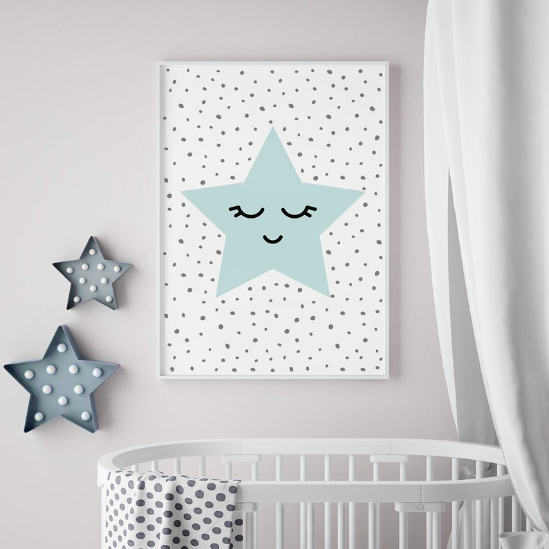 Mint nursery decor Little star Star poster Nursery wall Etsy