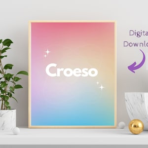 Croeso (Bienvenido) Arte mural galés: descarga digital para imprimir en casa