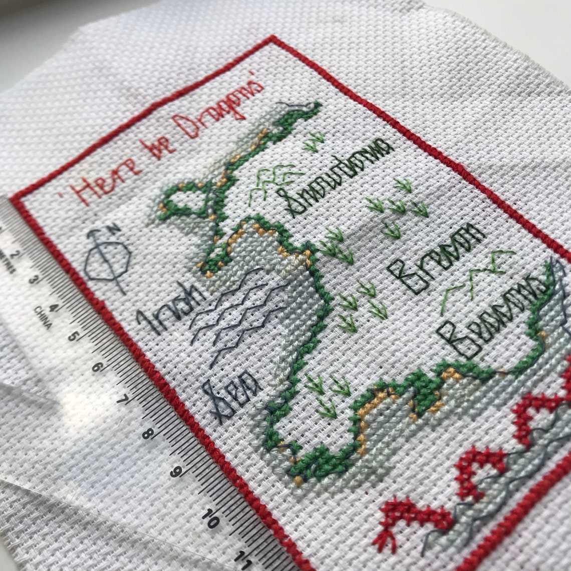 Completed Counted Crossstitch Map of Wales Cymru here Be Etsy UK