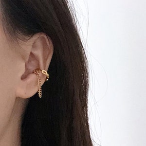 Gold/Silver Ear Cuff with Chain, No Piercing Ear Cuff, Chain Ear Cuff Gold, No Piercing Gold Chain Earrings, Hope Earrings No Piercing