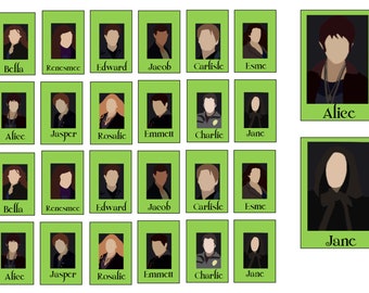 Twilight-Inspired Illustrated Guess Who Game Pieces - PDF DOWNLOAD ONLY