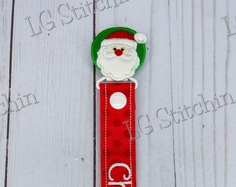 Santa pacifier clip custom pacifier clip paci clip embroidered pacifier clip cute paci clip dummy holder soothie holder bobo dodie