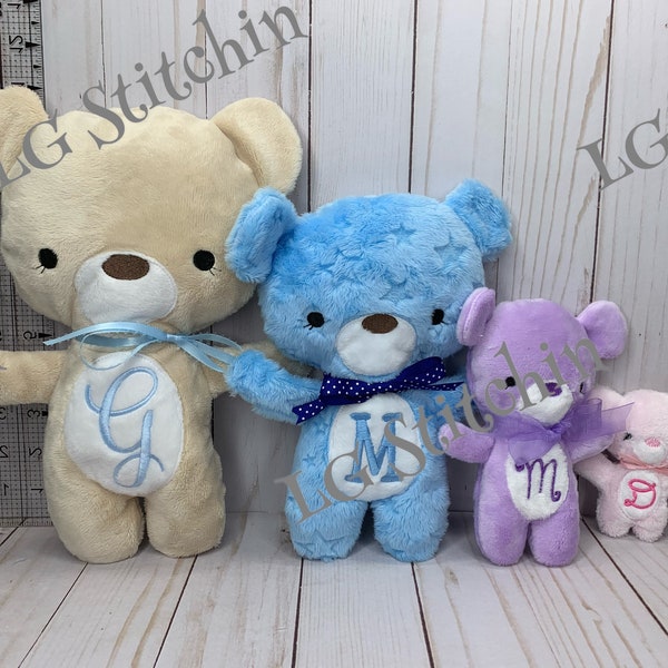 Teddy Bear customized baby gift boy girl handmade embroidered lovie baby toy stuffed toy personalized gift pink bear blue lovey Easter gift