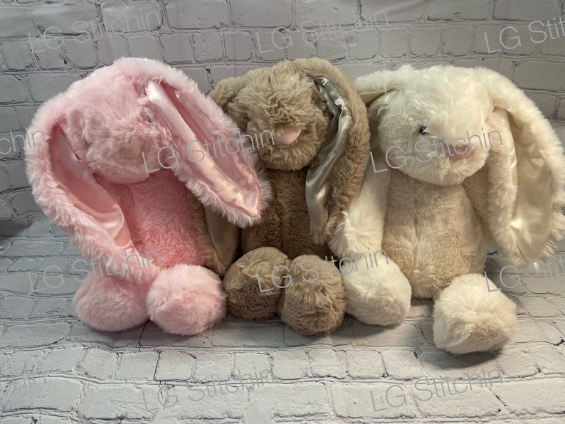 Stuffed Bunny Custom Rabbit Long Ears Satin Ears Easter Gift Baby Gift ...