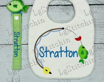 Fishing bib initial baby bib monogram custom bib baby bib cute fish bib cotton gift baby shower gift personalized gift