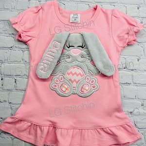 Bunny shirt Personalized Kids Shirt custom shirt floppy ear bunny shirt Easter Shirt onesie embroidered shirt bunny floppy ears