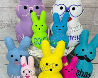 Peep stuffed bunny embroidered easter basket gift customized personalized peeps custom made childrens toy easter gift spring gift bunny peep