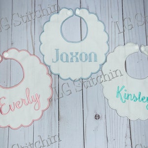 Scalloped bib baby bib custom embroidered baby bib cute homemade cotton gift baby shower gift baby gift personalized gift monogrammed bib