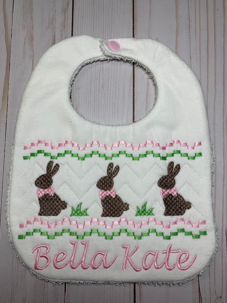 Easter Bib Baby Easter Bib Cute White Holiday Bib Smock Bib Etsy