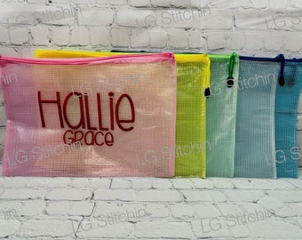 Zipper Bag Bikini Pouch Name Pool Bag Wet Dry Pool Pouch Beach Bag Water Resistant Bag Personalized Pool Bag Diaper Bag Embroidered