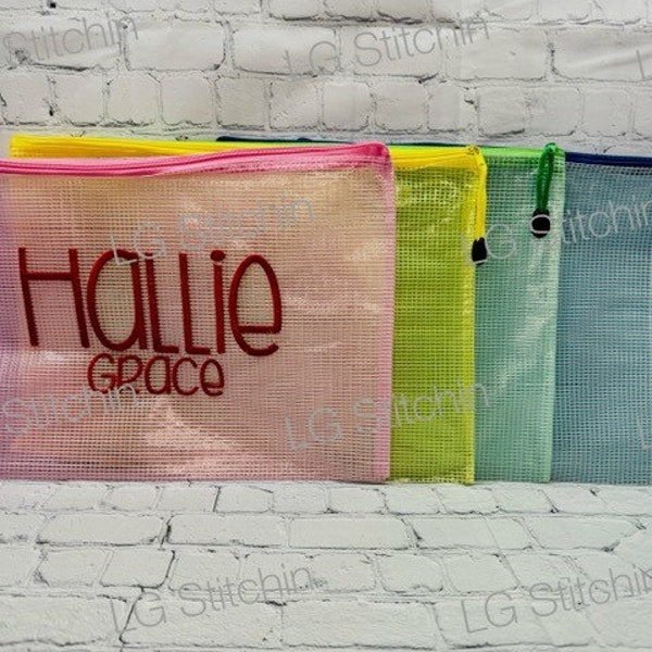 Zipper Bag Bikini Pouch Name Pool Bag Wet Dry Pool Pouch Beach Bag Water Resistant Bag Personalized Pool Bag Diaper Bag Embroidered