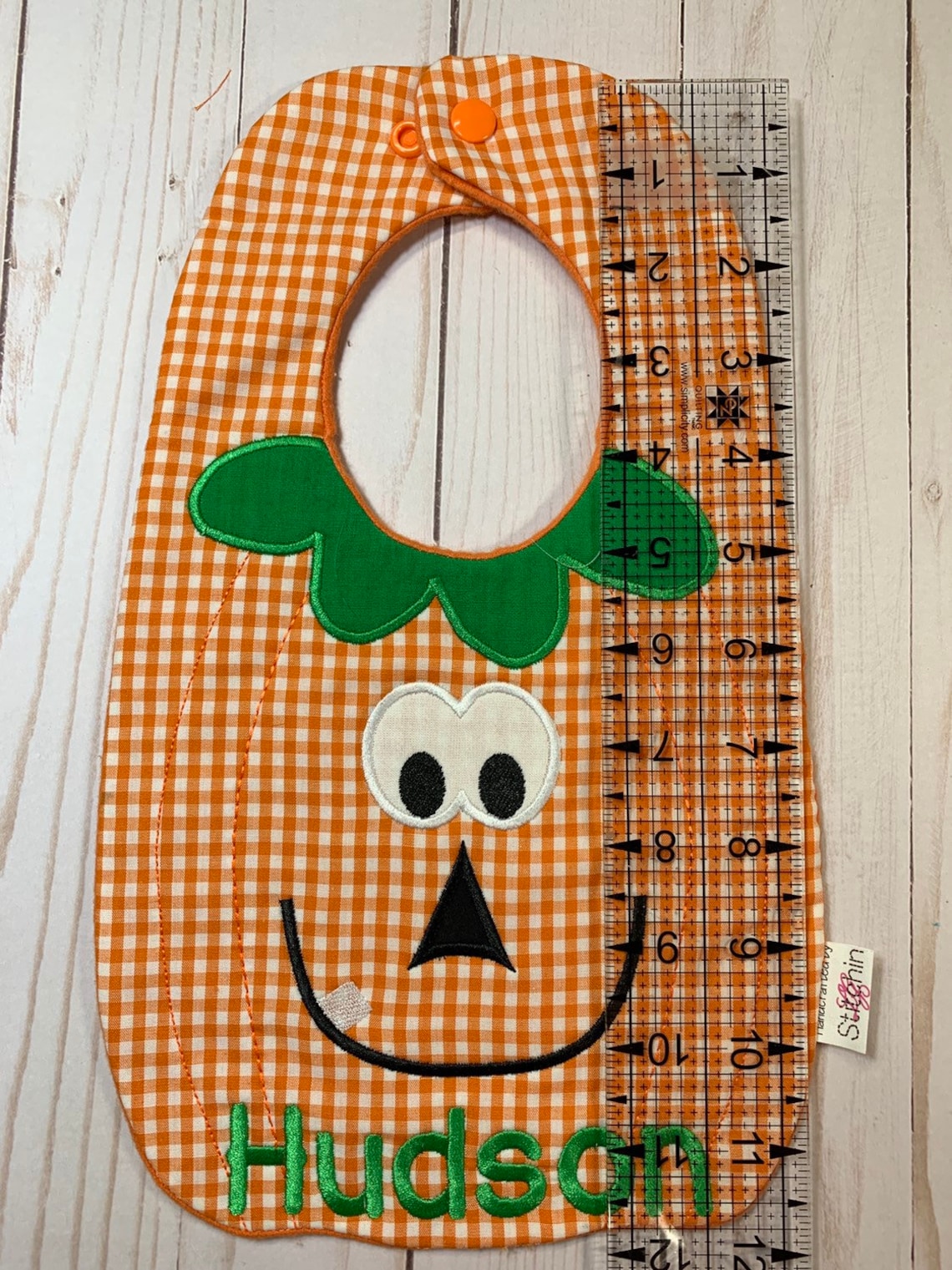 Pumpkin Baby Bib Halloween Baby Bib Cute Bib Snap Bib Orange Etsy