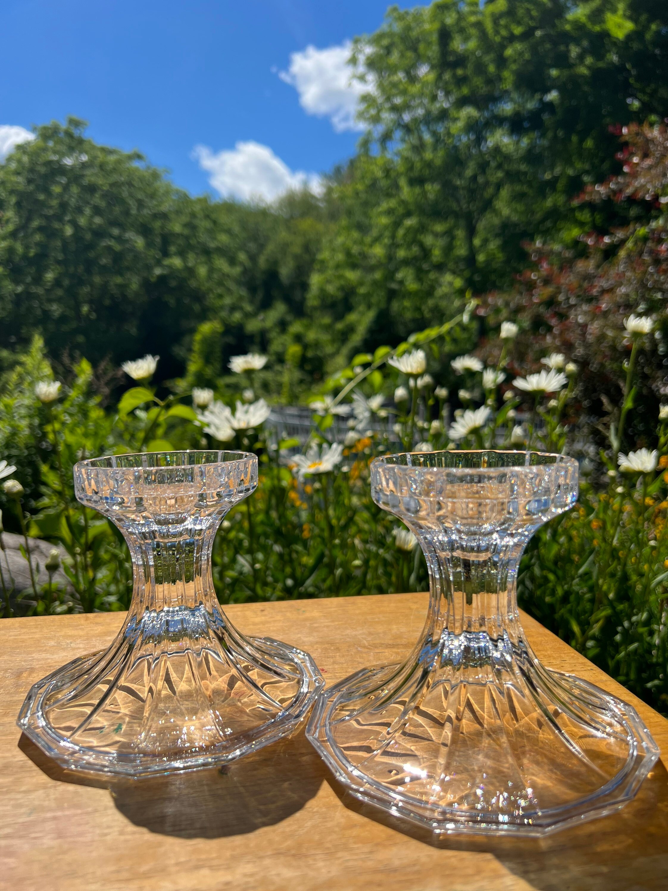 Lead Crystal Candlestick Holder, Set of Two Vintage Candle Holders, Table Setting Decor, Wedding