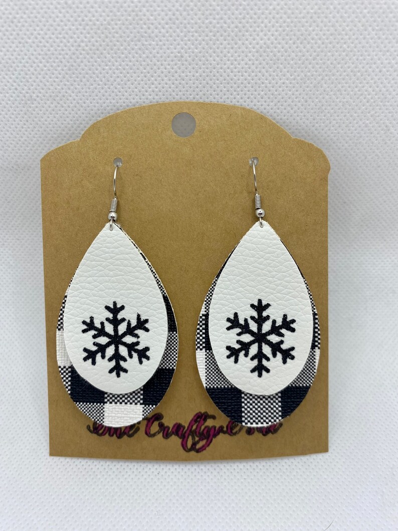 Snowflake Faux Leather Earrings image 1