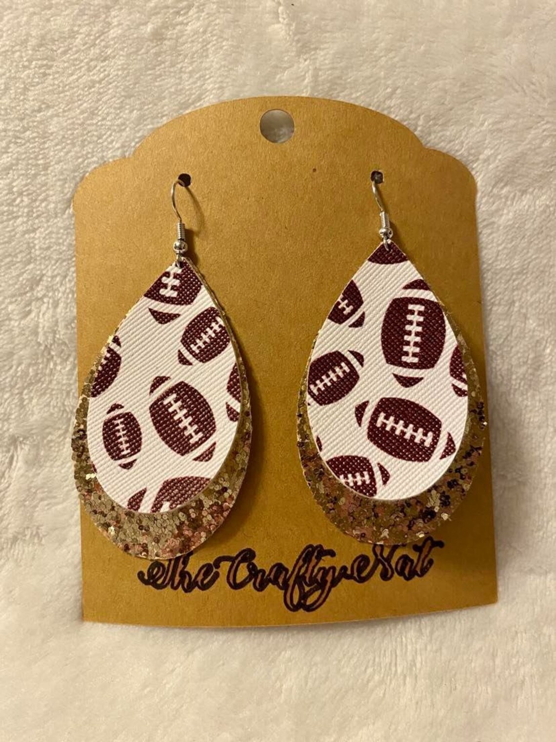 Football Faux Leather Earrings Etsy