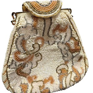 Vintage Black/cream Reversible Beaded Evening Handbag - Etsy Vintage Beaded Cream and Black Clutch display picture 1