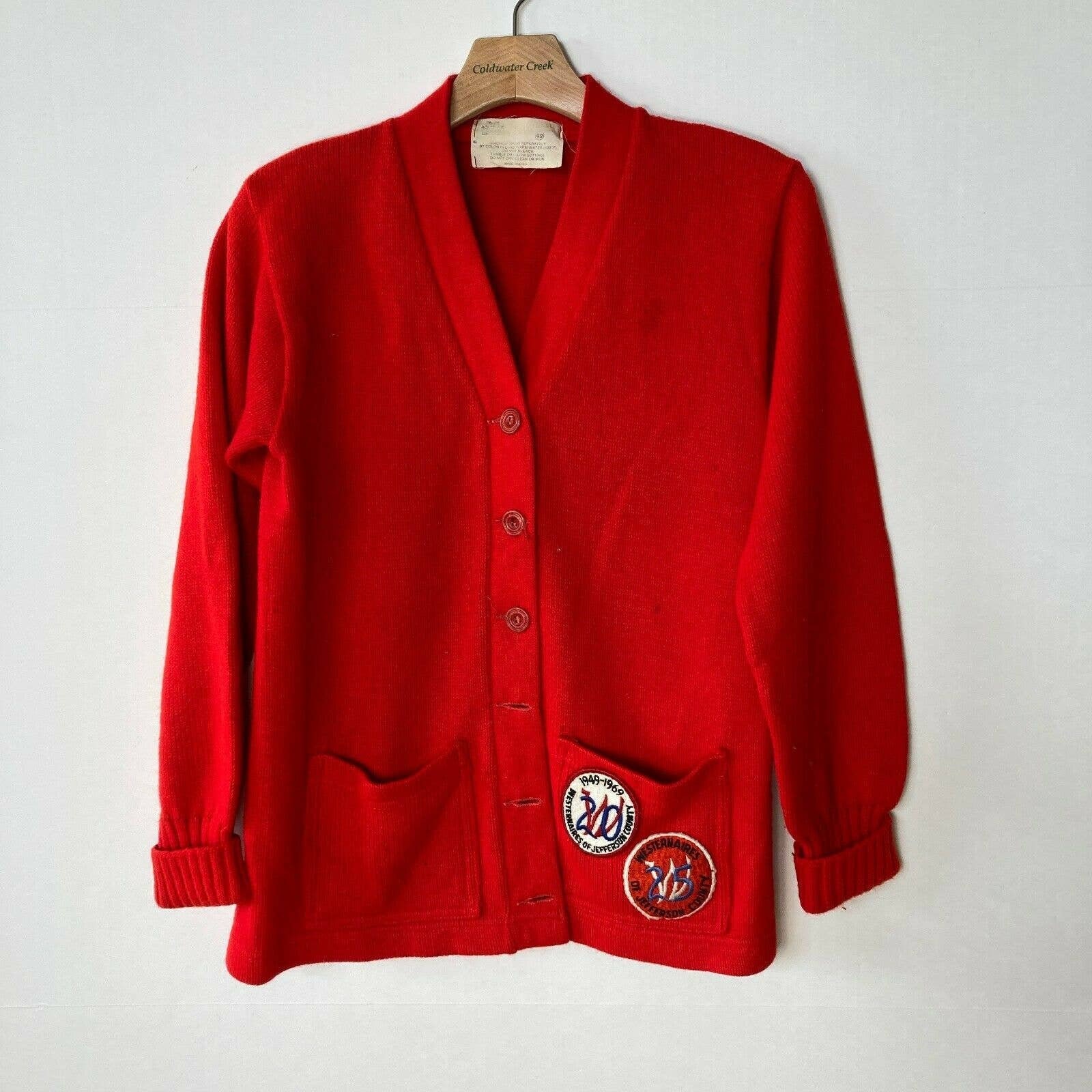 Vintage Red Cardigan W Westernaires Patches Button Down - Etsy