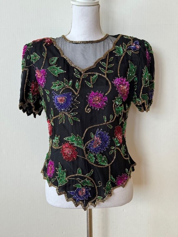 Vtg Women's Laurence Kazar Hand Crafted Floral Seq