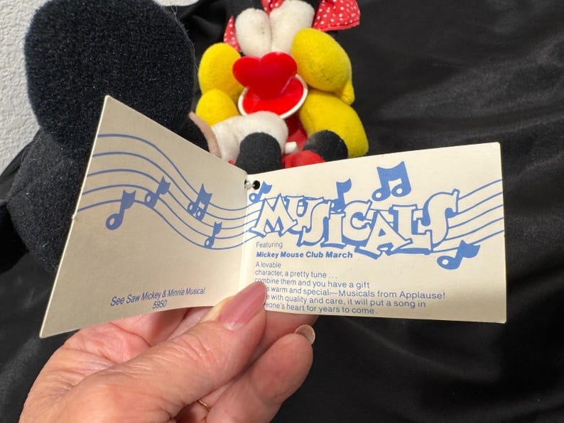 Vintage 1985 Applause Plush Mickey Minnie Mouse Seesaw Musical Toy Works 5950 image 6