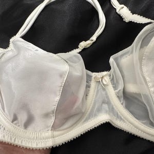 Soutien-gorge Victoria's Secret Vtg NWT Soutien-gorge en satin liquide ivoire Mousseline de soie transparente 36C Mariage image 2