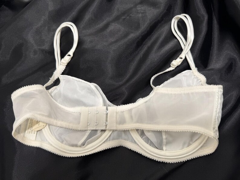 Soutien-gorge Victoria's Secret Vtg NWT Soutien-gorge en satin liquide ivoire Mousseline de soie transparente 36C Mariage image 9