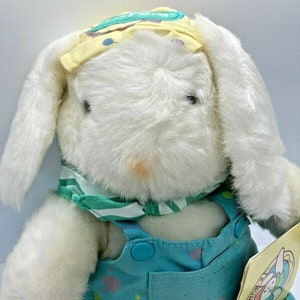 Vtg Hallmark 1988 Crayola E. Bunny Plush Rabbit Paint Splattered Overalls w Tag