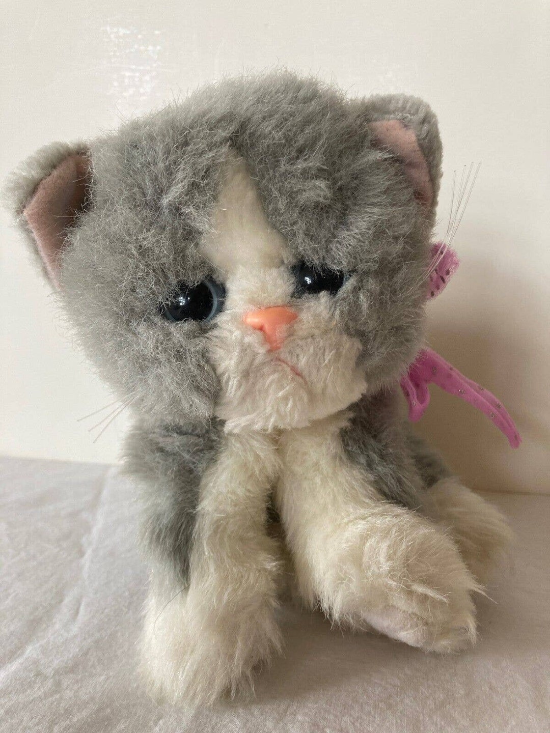 VTG 1992 Kitty Kitty Kittens Gray Cat Plush Rattle Toy Tyco Etsy