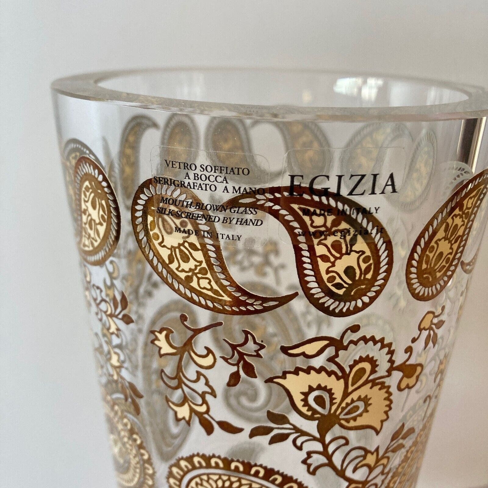 EGIZIA VETRO SOFFIATO Made in Italy Lead Art Glass Vase Gold Paisley 10 Etsy