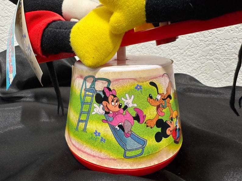Vintage 1985 Applause Plush Mickey Minnie Mouse Seesaw Musical Toy Works 5950 image 10
