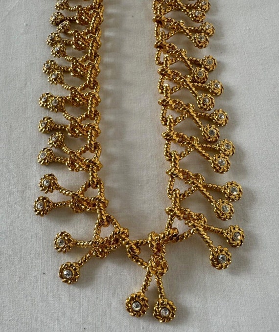 KJL Kenneth Jay Lane Gold Rope Twist Necklace Cry… - image 1