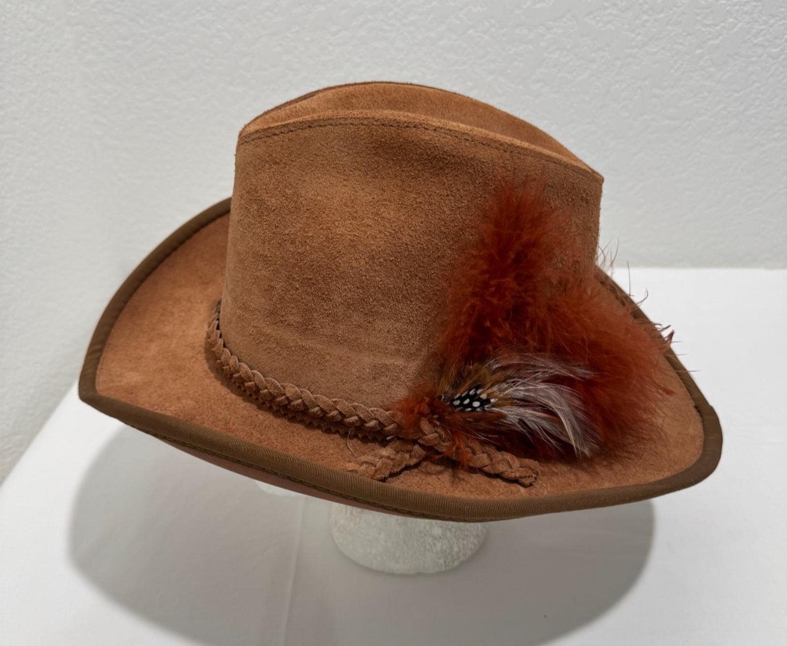 Vintage HH Henschel Hat Suede Leather Cowboy Hat Sz S Red Braided Band Made USA Henschel Suede Leather Braided Band Size Small Hat - Etsy main image 4