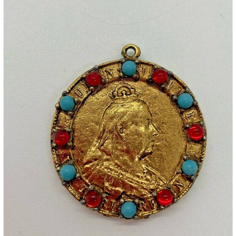 Canada Queen/'s Jubilee 1837 1887 Coin Gold Pendant with Jewels