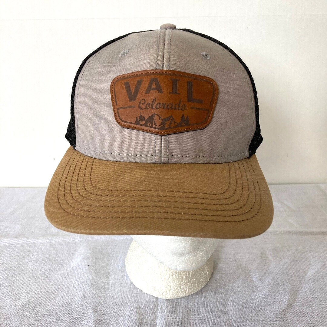 VAIL Colorado Baseball Cap Hat Mesh Leather Patch Trucker Etsy
