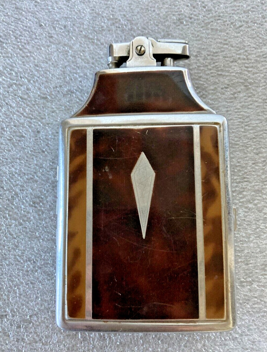 Vtg Art Deco Ronson Cigarette Lighter Case Combo Brown Enamel Etsy