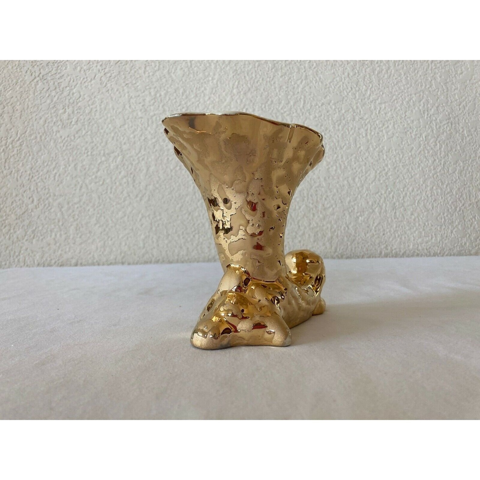 Vintage 24 Kt Gold Drip Art Glass Vase 5 Floral Etsy