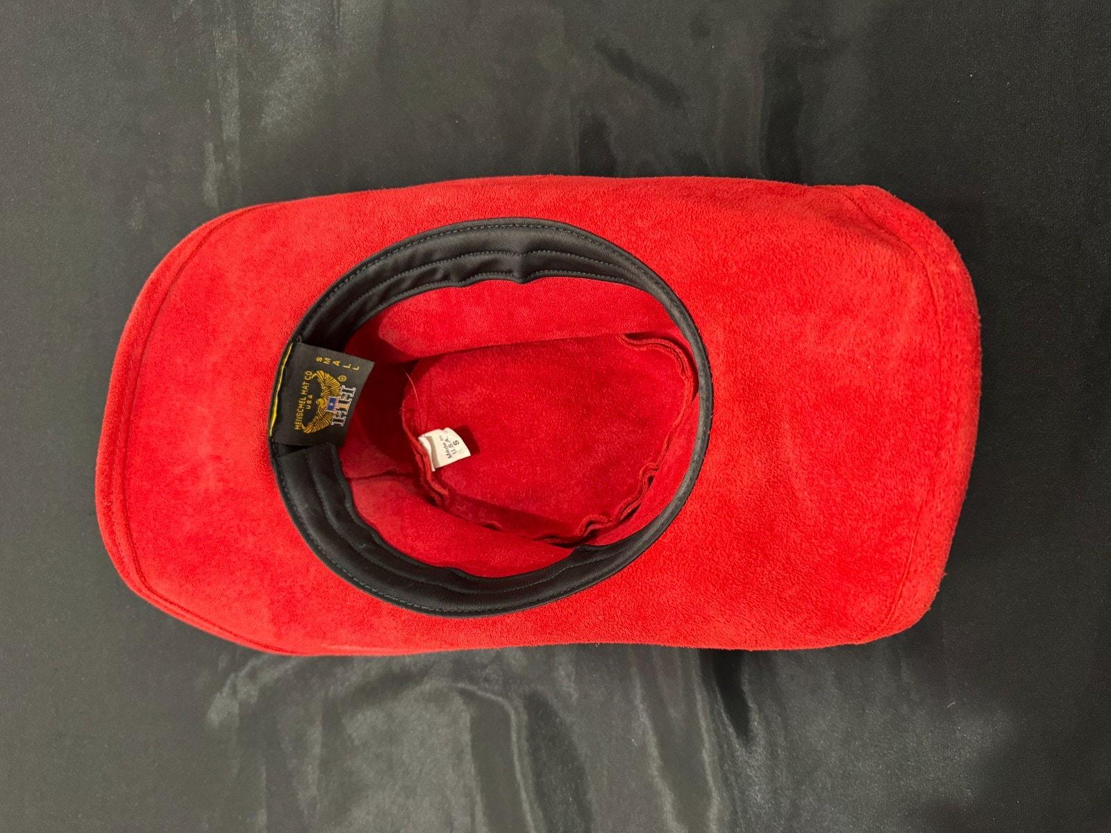 Vintage HH Henschel Hat Suede Leather Cowboy Hat Sz S Red Braided Band Made USA Vintage HH Henschel Hat Suede Leather Cowboy Hat Sz S Red  main image 2
