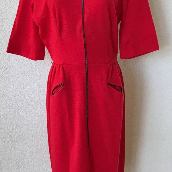 1950s Red Floral Dress by Jerry Gilden | XS/S