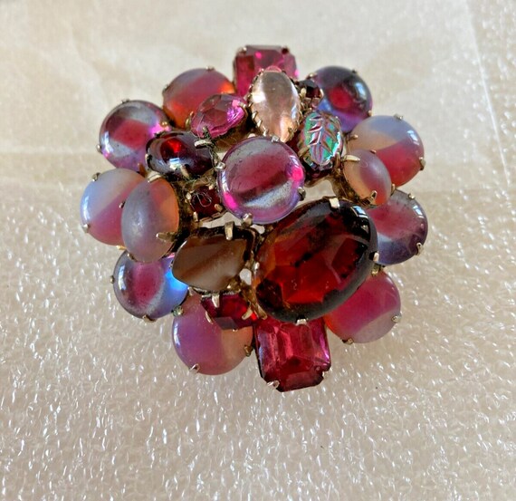 Juliana D&E Purple Pink Brooch Earrings Set Dome … - image 7