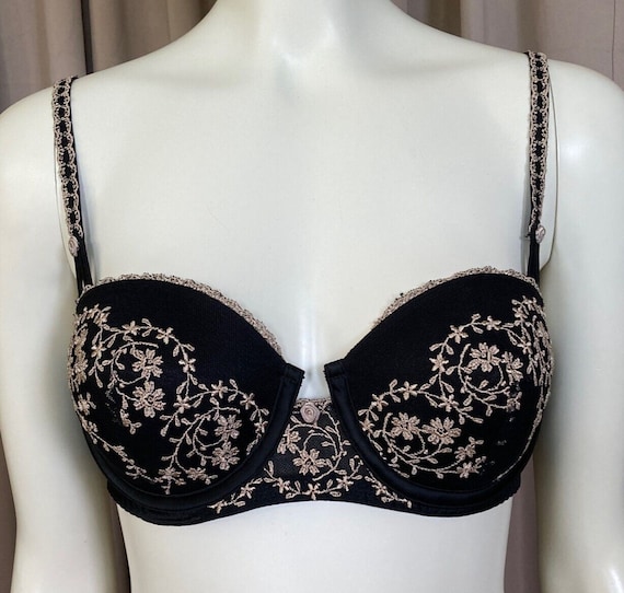 Vintage Olga Bra 33130 34C Black Beige Embroidered Floral -  Canada