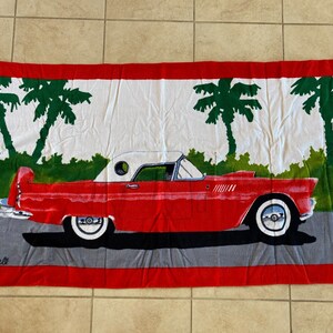 New A LA CARTE 80s Beach Red Thunderbird Car 29x56 NWT