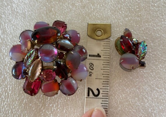 Juliana D&E Purple Pink Brooch Earrings Set Dome … - image 9