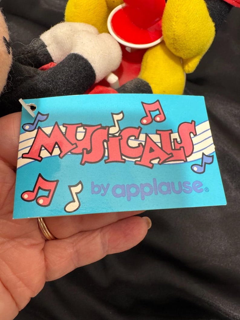 Vintage 1985 Applause Plush Mickey Minnie Mouse Seesaw Musical Toy Works 5950 image 3