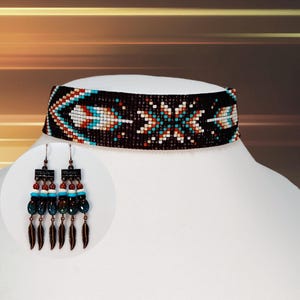 Chocolate Star Feather Choker Set