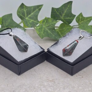 Bloodstone pendulum pendant necklaces with cord of your choice