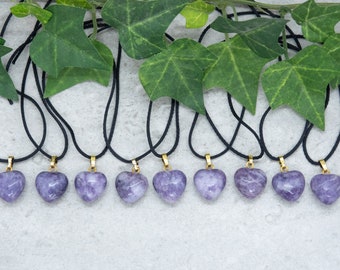 Lepidolite mini heart pendant necklaces with cordage of your choice